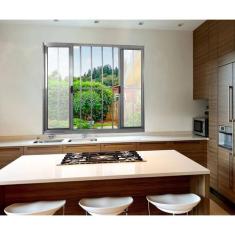 Janela de Alumínio de Correr 100x150cm 4 Folhas Grade Hale Esquadrias