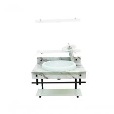 Gabinete Com Cuba Para Banheiro De Vidro Mármore Branco