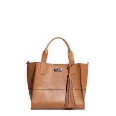 BOLSA FEMININA EM COURO ALÇA DE MÃO CARAMELO COM ROXO "YANA LOBATO"-Feminino