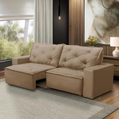 Sofá Retrátil e Reclinável 2 lugares com Molas 1,50m Ana Suede Cappuccino Adonai Estofados