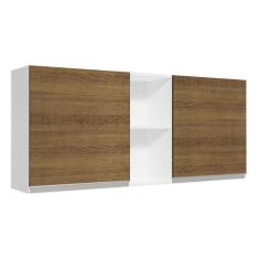 Armário de Cozinha Aéreo 150 cm 2 Portas e 2 Nichos Branco/Rustic Glam