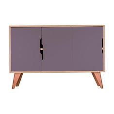 Buffet Aparador com 3 Portas Murano Carvalho e Cinza Claro