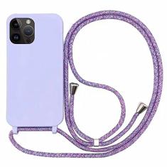 Colar tiracolo alça cordão capa de telefone para iPhone 14 Plus 13 12 Mini 11 Pro XS Max XR X Silicone Soft TPU Capa traseira, Roxo, Para iPhone X ou XS