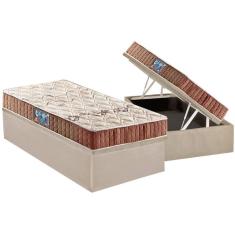 Cama Box Baú Solteiro: Colchão Espuma Anjos D28 Confort + Base CRC Suede Clean(88x188)