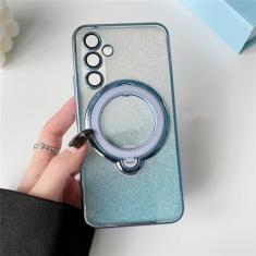 Para samsung galaxy s24 s23 s22 plus ultra a54 a34 s20 fe caso glitter papel jam chapeamento ímã macio carga suporte capa, azul, para galaxy s23