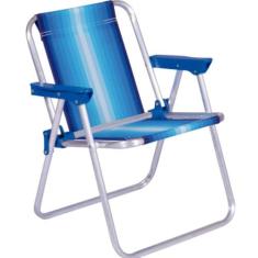 Cadeira De Praia Infantil Alta Alumínio Mor  ( Azul )