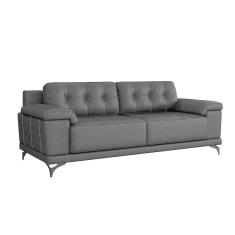 sofá 3 lugares  carrara couro preto