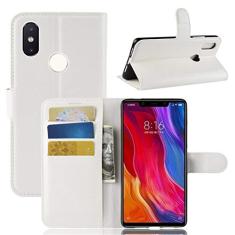 XIAOMI 8SE Capa, carteira flip de couro PU premium com compartimento para cartão, suporte e fecho magnético [capa interior TPU à prova de choque] compatível com XIAOMI 8SE