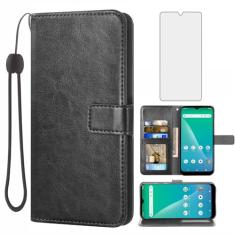 Asuwish Compatível com carteira Hot Pepper Chilaca, protetor de tela de vidro temperado e capa flip de couro, suporte de cartão, acessórios de celular, capas de telefone para HPPL60A HPP-L60A 6,5