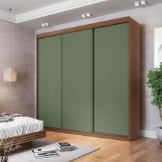 Guarda-roupa Casal 3 Portas de Correr Lisas Samambaia Cabecasa Madeiramadeira Freijó/Verde