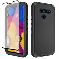 Asuwish Capa de telefone para LG V40 ThinQ com protetor de tela de vidro temperado e capa de celular híbrida à prova de choque acessórios de proteção rígida LGV40 Storm V 40 Thin Q V40ThinQ LG40 40V