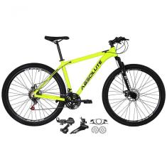 Bicicleta Aro 29 Absolute Nero 4 Câmbios Shimano 21v Alumínio Garfo Suspensão Amarelo 19
