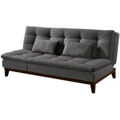 Sofá-cama Casal 3 Lugares Suede Linoforte Jade BPM A2, Cinza, 3
