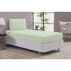 Lençol Macio Elástico E Fronha 80% Algodão Solteiro Verde - Beatriz En