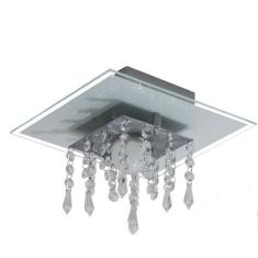 Plafon de Vidro com Cristal para 01 Lâmpada - Aceita Lâmpada de LED - 