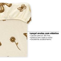 Lençol Queen Avulso Elástico Estampado Percal 180 Fios - Bem Me Quer E