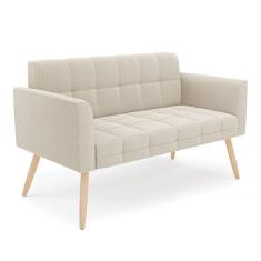 Sofá Namoradeira 2 Lugares Pé Palito Natural Elisa Bouclê D03 - D`rossi Cor Terra