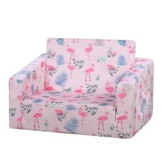 Cadeira de sofá infantil de espuma, sofá conversível 2 em 1 para espreguiçadeira para crianças até 3 anos, sofá-cama infantil de tecido de veludo com bolso lateral para cochilo e brincar (W22.04)