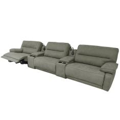 Sofá Decorativo Swift Elétrico Reclinável C-porta Copos Baú Cooler Linho Cinza G81 - Gran Belo