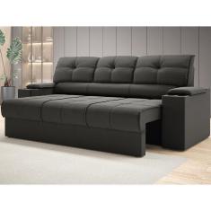 Sofá com Porta Copos Retrátil e Reclinável Tom 2,05m Velosuede - NETSOFAS