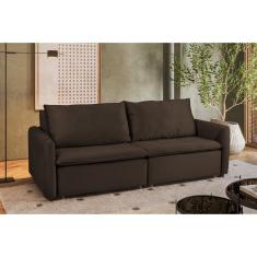 Sofá Cama Retrátil E Reclinável 4 Lugares 225cm Em Suede Com Molas Greta Yescasa Marrom