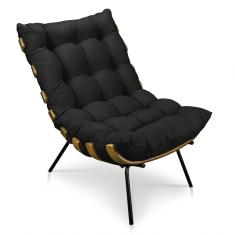 Poltrona Costela Suede Drossi -preto