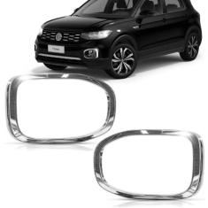 Par Aplique Aro Cromado Farol Milha T-Cross 19 20 21 Auxilia - Shekpar