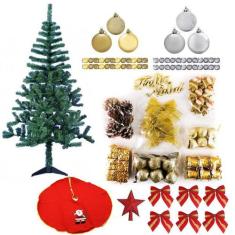 Árvore De Natal Verde Pinheiro 1,80m 320 Galhos Com 87 Itens Decorada 