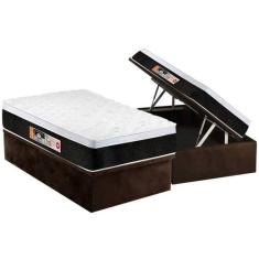 Cama Box Baú Solteiro: Colchão Espuma Castor D45 Black e White Air Eur