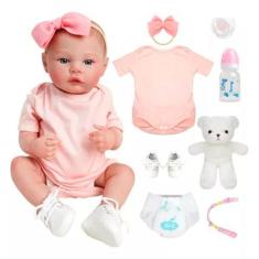 Bebê Reborn Realista Brastoy Boneca de Silicone Kit Conjunto de Roupa 