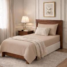 Lençol cama Solteiro 400 Fios 2 Peças algodao com elastico - Rafaloro,