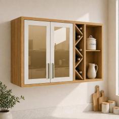 Armário Aéreo de Cozinha 120cm 2 Portas com Vidro Reflecta 100% Mdf Ba