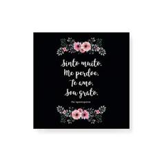 Arte Maníacos Quadro Decorativo em Tela Canvas Ho´oponopono Fundo Preto - 50x50cm