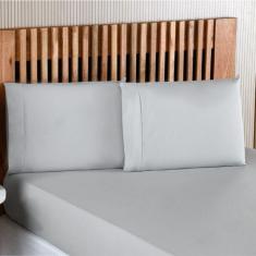 Jogo De Lençol Queen Percal 200 Fios 3 Peças - Cinza