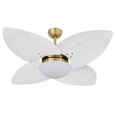 Ventilador De Teto Dunamis Dourado 4 Pás Rattan Branca 220V