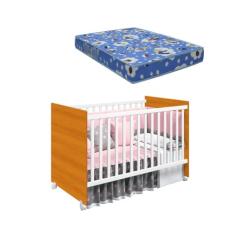 Berço Americano Tico Branco Fosco/Savana Fosco Com Colchão - Reller