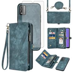 Asuwish Capa de celular para Nokia C210 TA-1584 Carteira com zíper magnética destacável com protetor de tela de vidro temperado, alça transversal, suporte para cartão, slot TPU C 210, feminino,