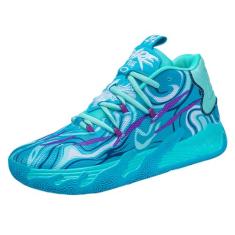 didopery Tênis masculino de basquete com cadarço e cano alto, estilo chinês, respirável, antiderrapante, para atividades ao ar livre, amortecimento para treinamento físico, atlético, Azul, 41