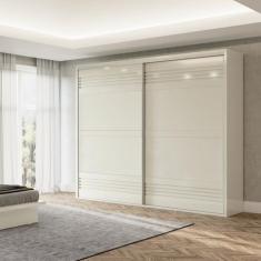 Guarda Roupa de Casal - Dalla Costa, Off White Brilho