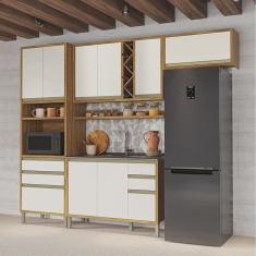 Cozinha Modulada Compacta 4 Peças 9 Portas e Espaço Micro-ondas 100% Mdf Barbados Espresso