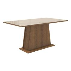 Mesa Madesa Retangular Tampo de Vidro 5364 Rustic crema