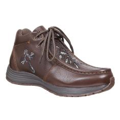 Tênis de Couro Feminino com Gliter e Cadarço Marrom Cow Way 30032