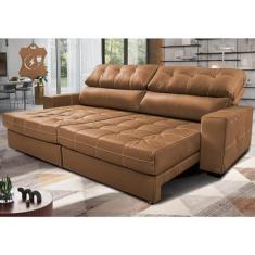 Sofá de Couro Elétrico Retrátil 2,55m Molas Ensacadas Cama inBox Gran Majesty Mel