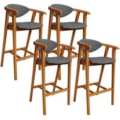 Kit 04 Banquetas Alta Cozinha Bancada Bar Sala de Jantar Fixa Cecília 