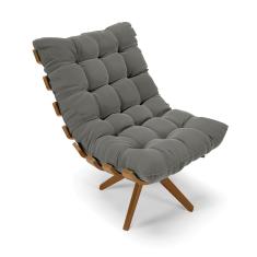 Poltrona Giratória Costela Suede Grafite Base de Madeira MA30 M11 - D'Rossi