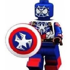 Boneco Blocos Montar Crossover Homem Aranha Capitão América