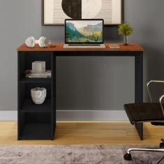 Escrivaninha Multifuncional 4 Nichos 100cm Aloha Yescasa Preto/Canela