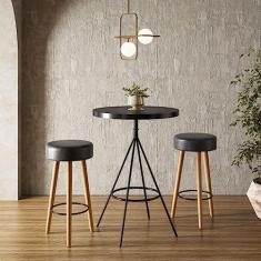 Conjunto Mesa Bistrô e 2 Banquetas Londres Salaone Preto/marrom