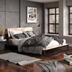 Cama Casal/Queen com Cabeceira Concept CabeCasa MadeiraMadeira Acácia/Preto