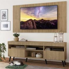 Rack com Painel TV 65&quot; Londres Multimóveis Pés Retrô e 2 portas Rustic/Preto